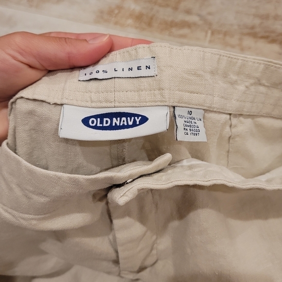 Old Navy Women's Linen Beige Wide Leg Crop Pants Size 10 - Picture 4 of 6